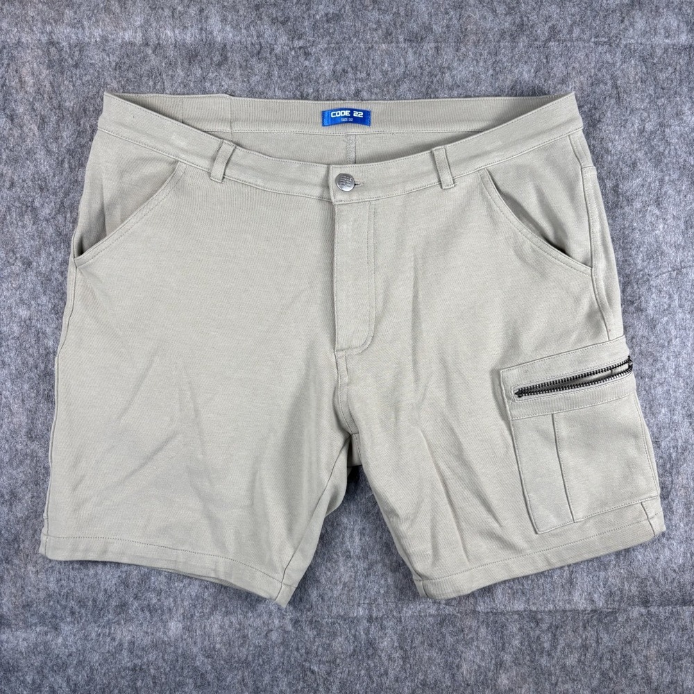Code 22 Shorts Men's 32 x 8" Inseam Tan Soft Cotton Stretch‎